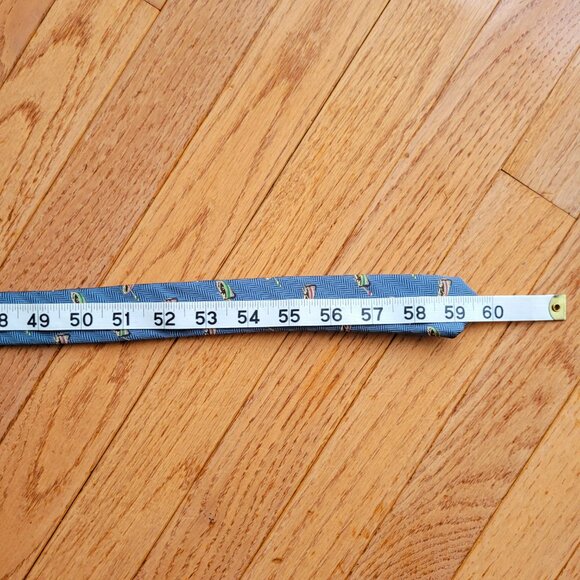 LANDS END Blue 100% Silk Necktie Row Boat Tie 60" Outdoor Made in U.S.A - Picture 12 of 12